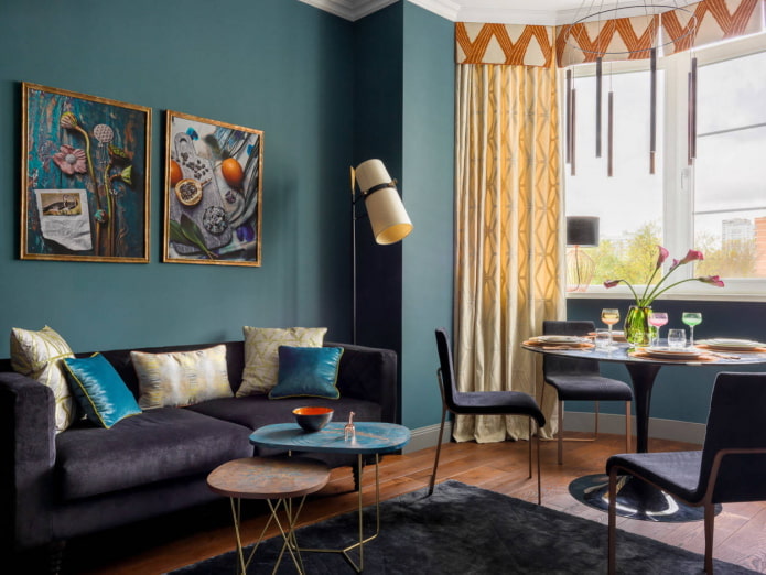 Living room and dining room