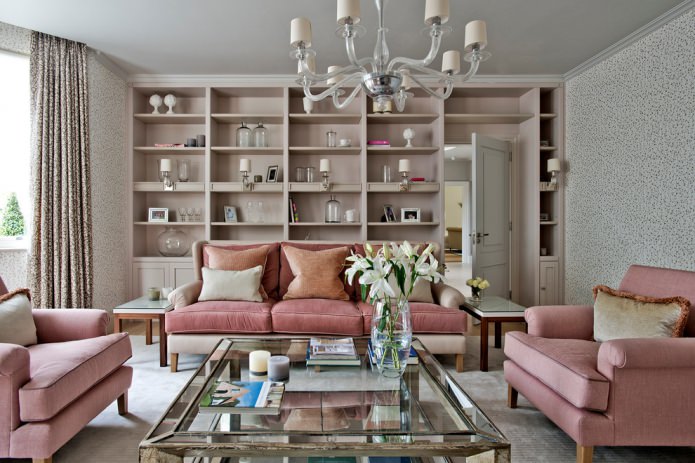 dusty pink sofa