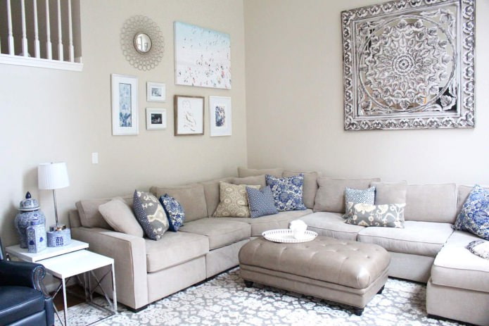 Blue-beige sofa