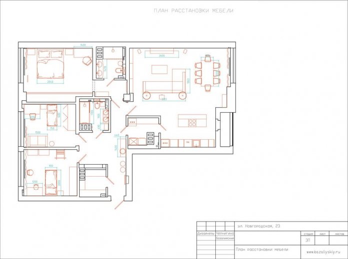 apartment plan 145 sq. m.