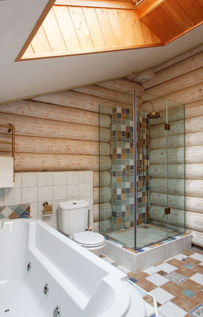 bathroom in a wooden house