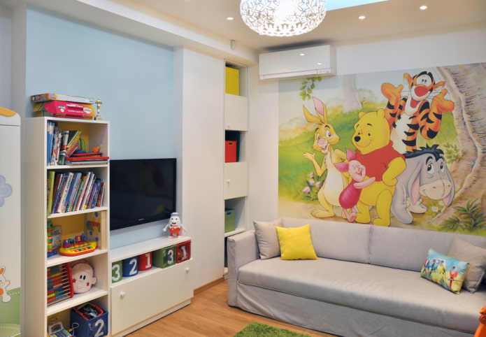 cartoon characters on photo wallpaper