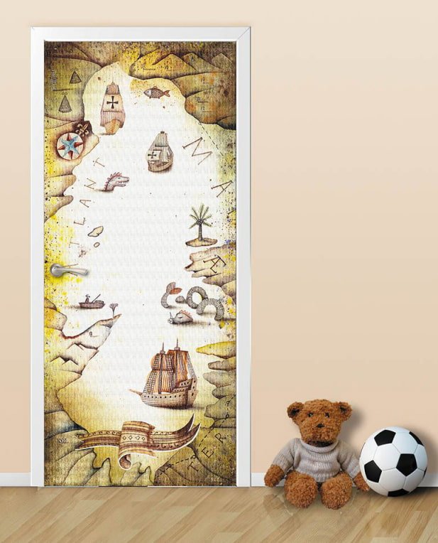 photo wallpaper on the door