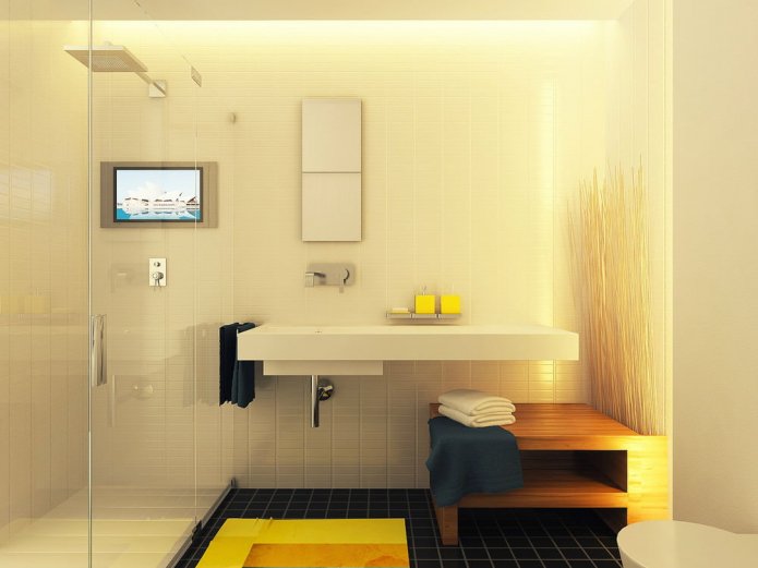 bathroom in the design project of a studio of 29 sq. m.
