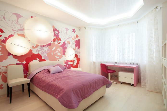 White and pink bedroom