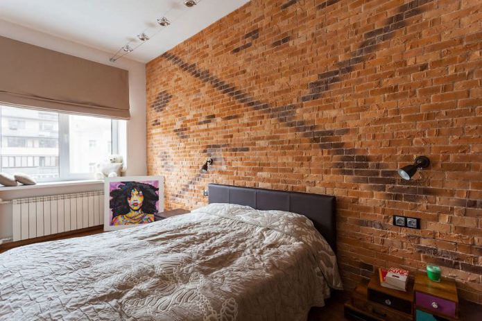 brick in the bedroom interior