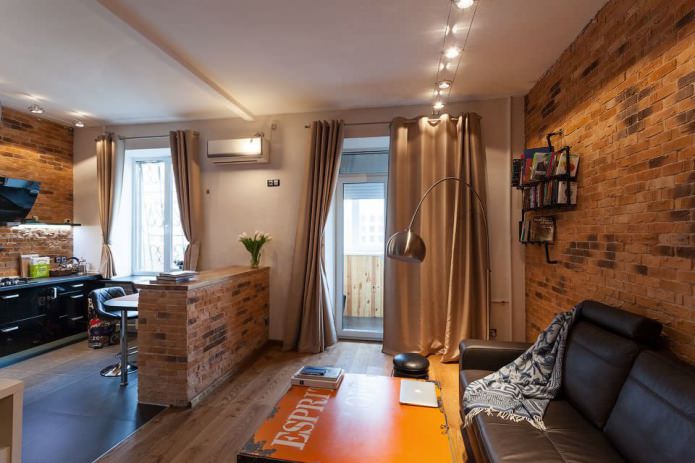 Brick finish in the interior of the apartment