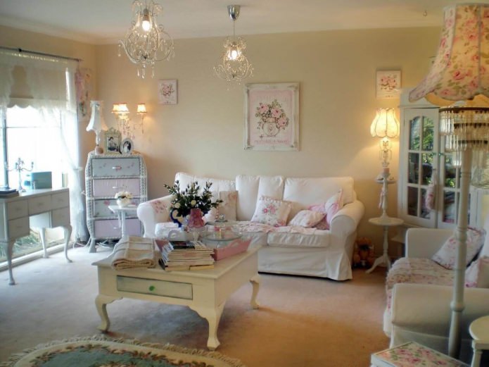 living room in shabby chic style