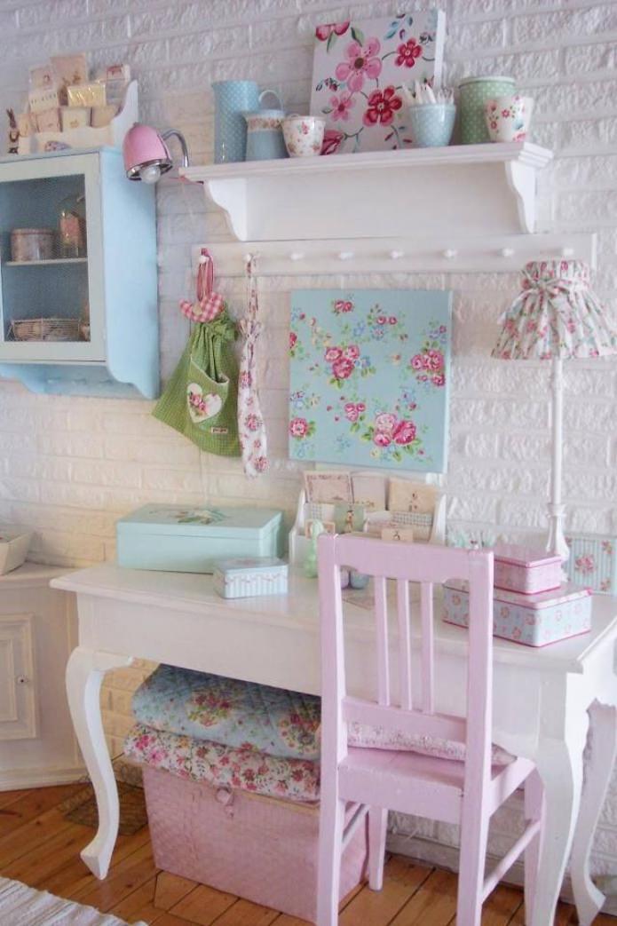 workplace in shabby chic style