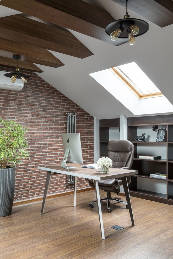 study in the attic interior