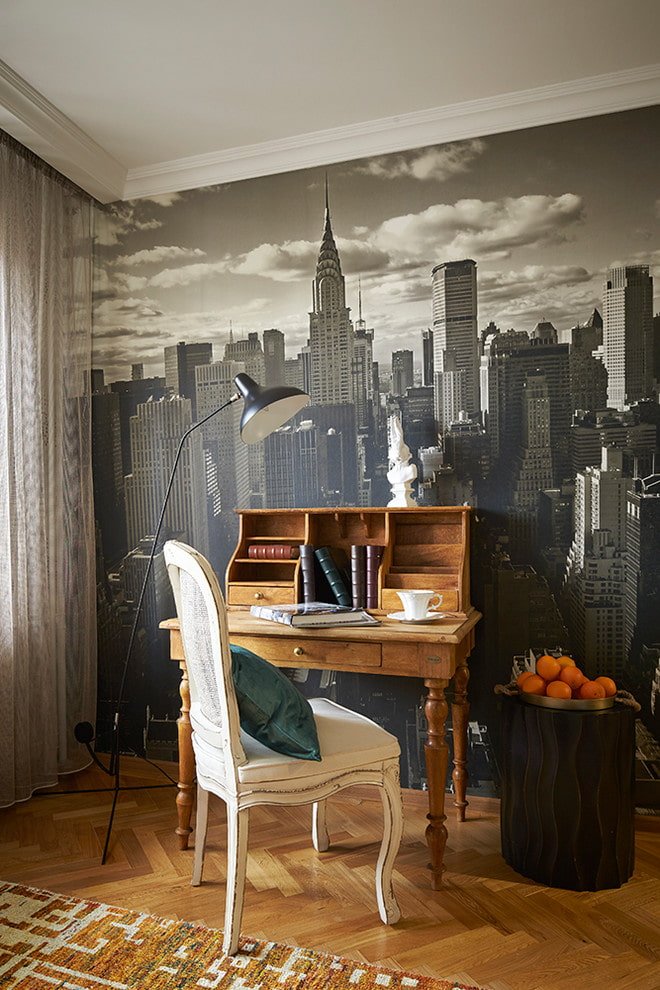 wallpaper in the interior of the study