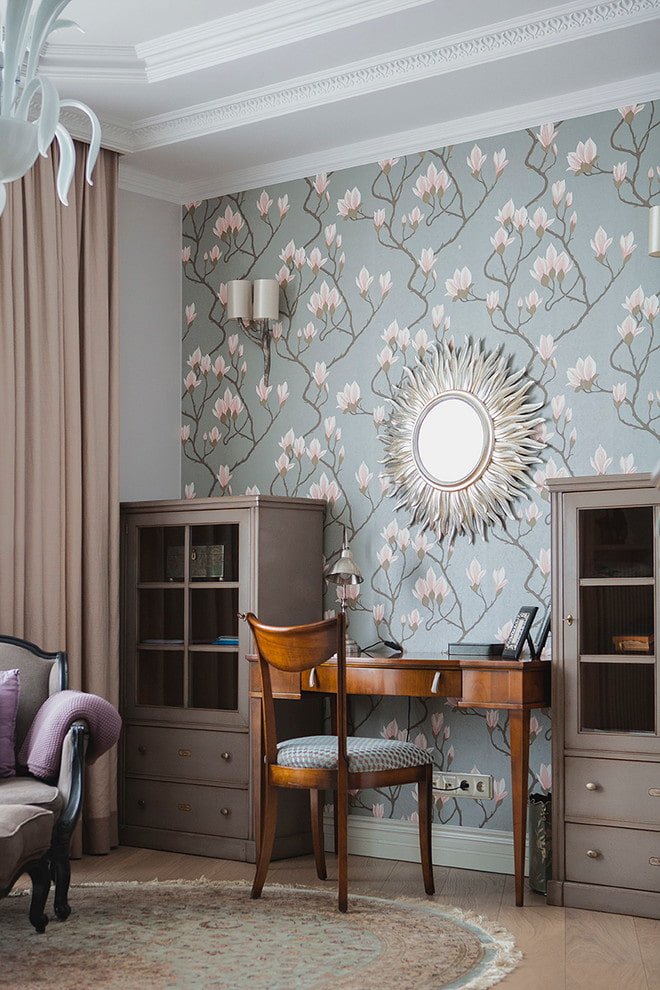 wallpaper in the interior of the study