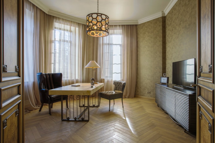 lighting in the interior of the study