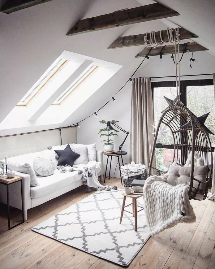 attic in Scandinavian style