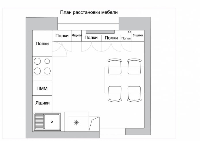 kitchen layout of 10 square meters