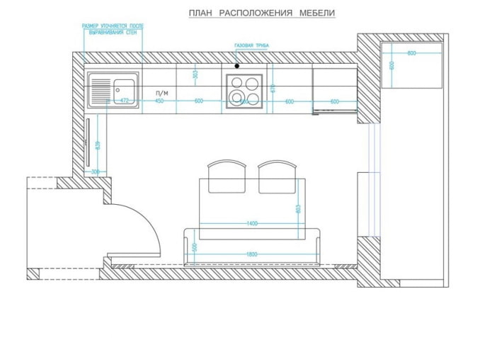 kitchen layout of 10 square meters