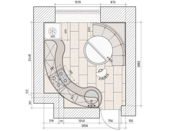 10 sq. m. kitchen layout