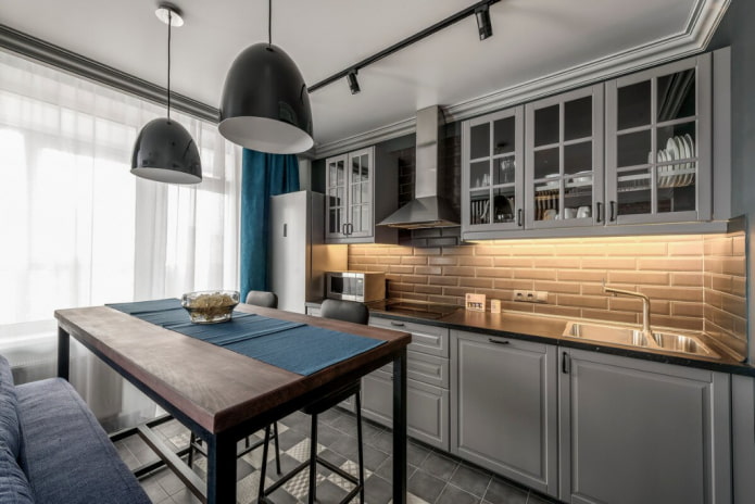 kitchen set in the interior of a 10 sq. m kitchen