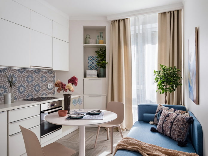 sofa in the interior of a kitchen of 10 sq