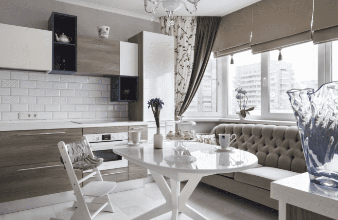 sofa in the interior of a kitchen of 10 sq