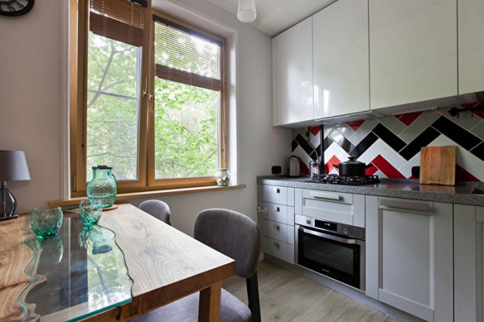 bright apron in the kitchen