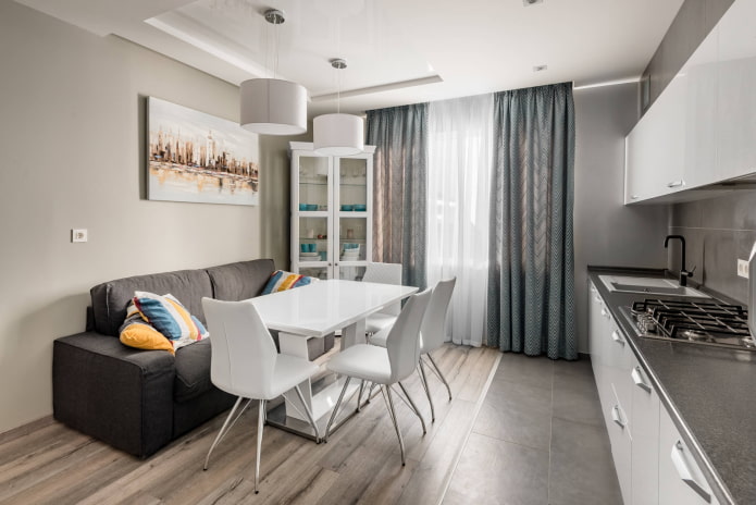 voluminous sofa in the kitchen