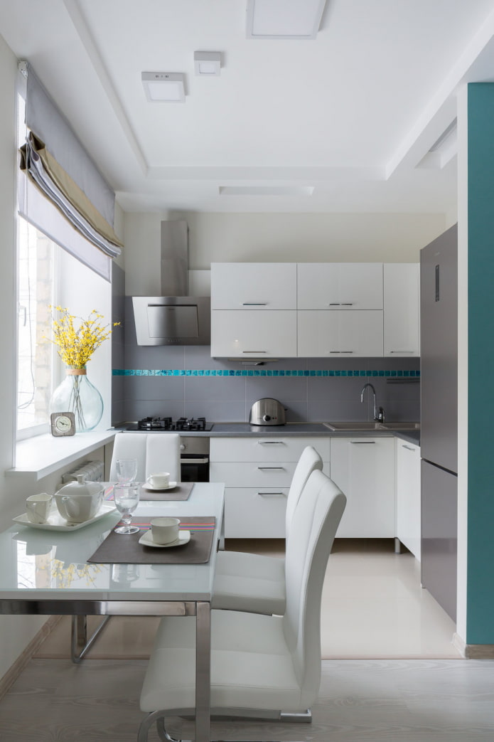 white kitchen with an accent