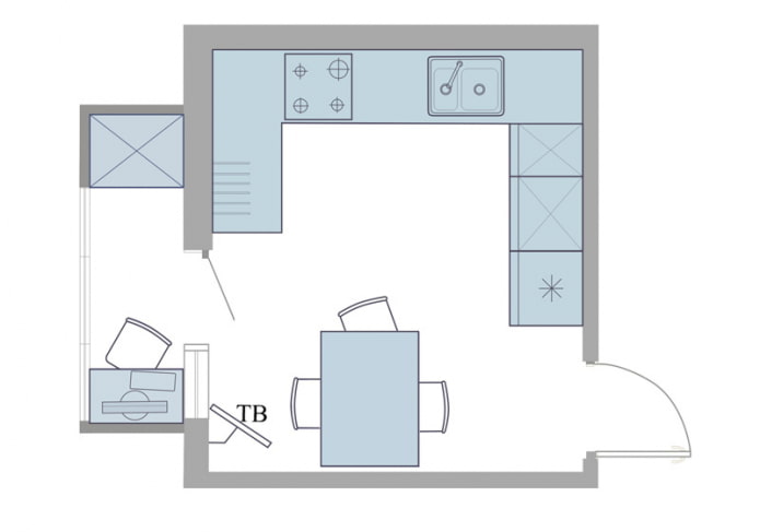 kitchen with balcony diagram
