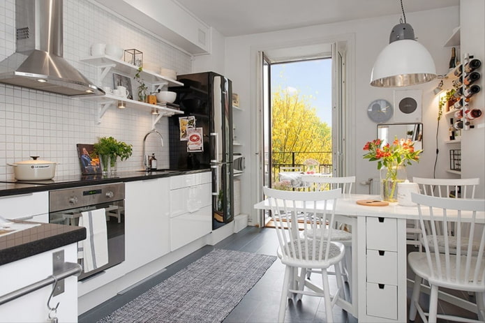 kitchen with an exit to the balcony