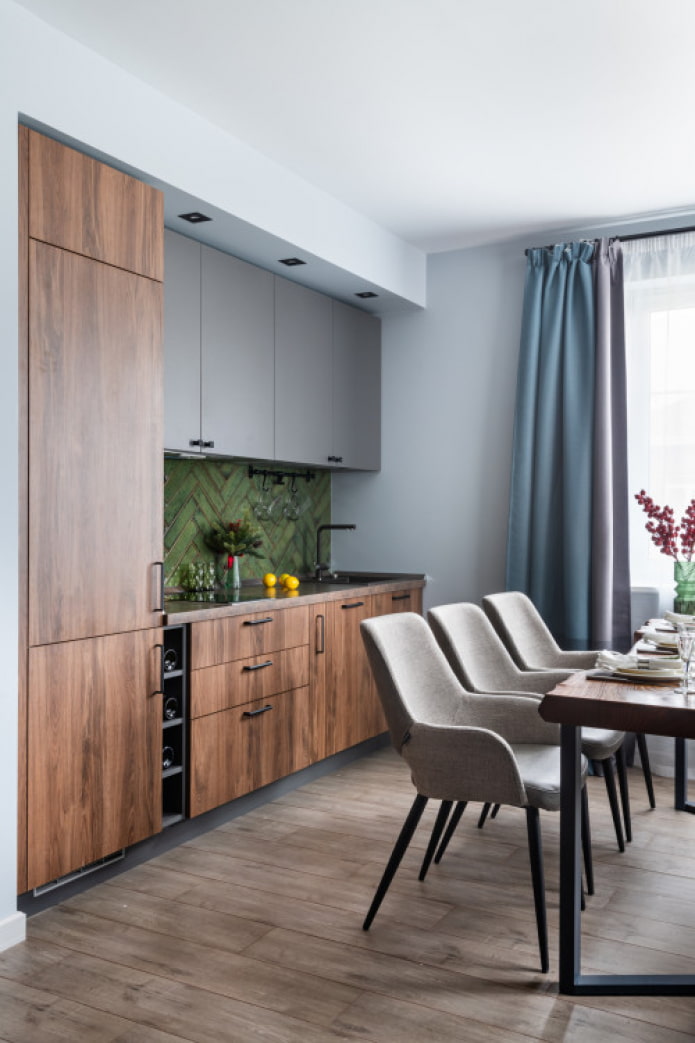 wooden facades on cabinets