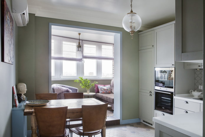 kitchen combined with a balcony