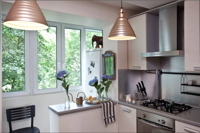 kitchen combined with a balcony