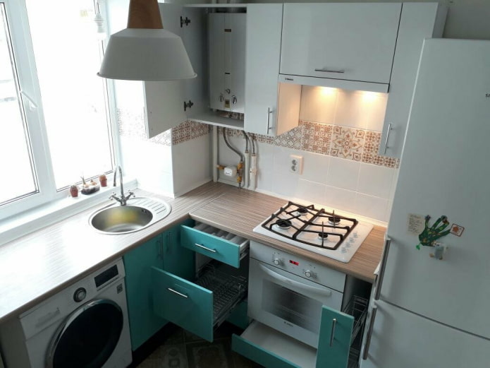 washing machine in the kitchen