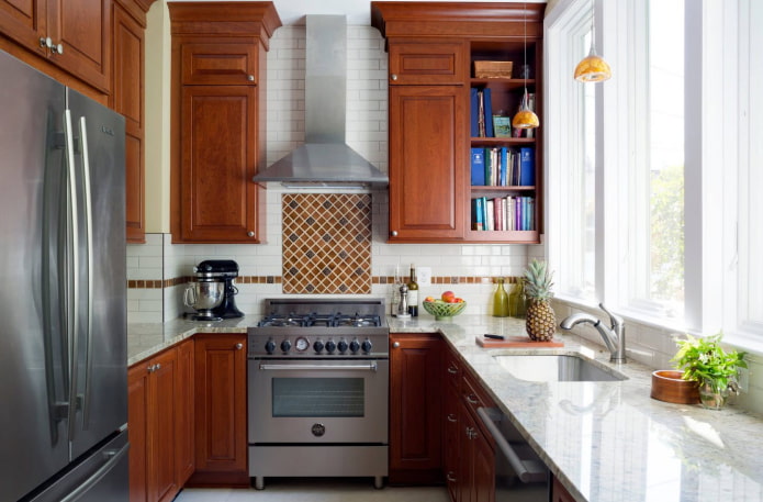 color scheme of the interior of a kitchen of 5 sq m