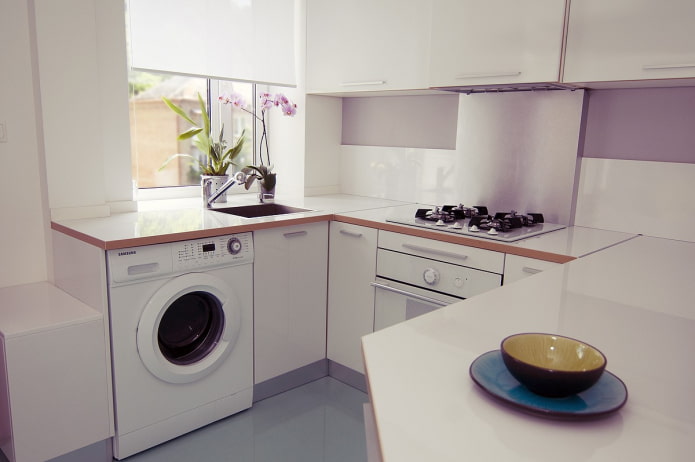 washing machine in a 5 sq m kitchen