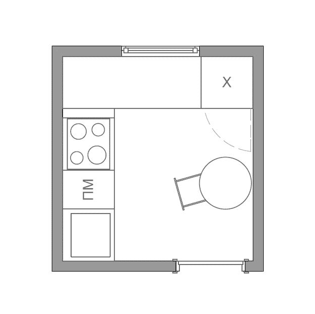 kitchen layout of 5 sq m