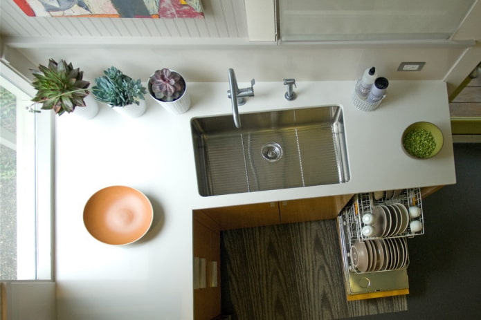 kitchen area of 6 square meters with a dishwasher