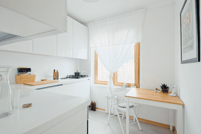 kitchen area of 6 square meters in Scandinavian style