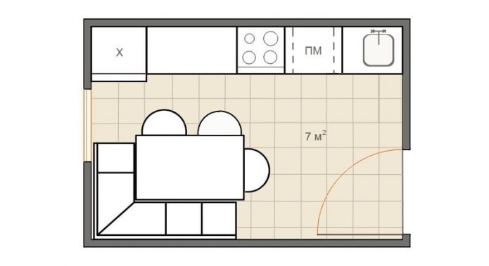 straight kitchen 7 m