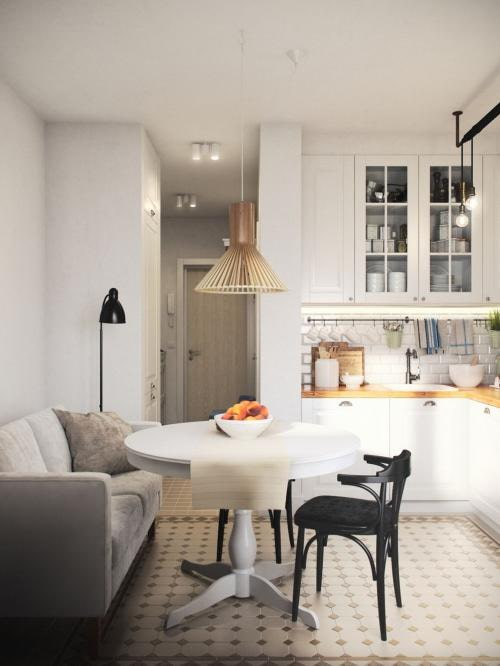 compact sofa in the kitchen
