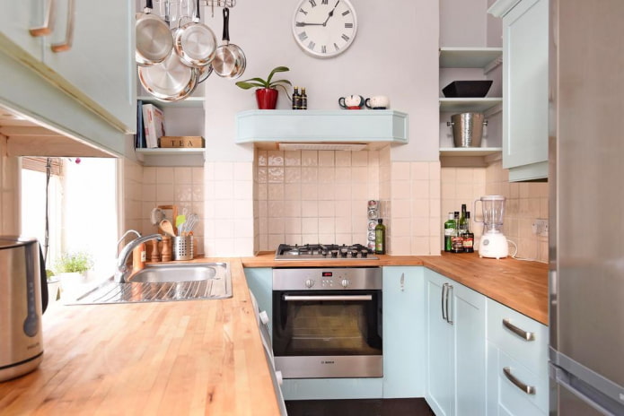 color scheme of the interior of a kitchen of 8 sq. m.
