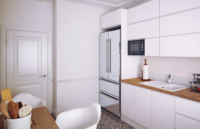 refrigerator in the kitchen area of 8 sq m