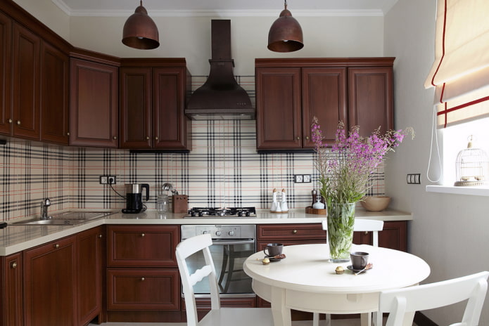 color scheme of the interior of a kitchen of 8 sq. m.