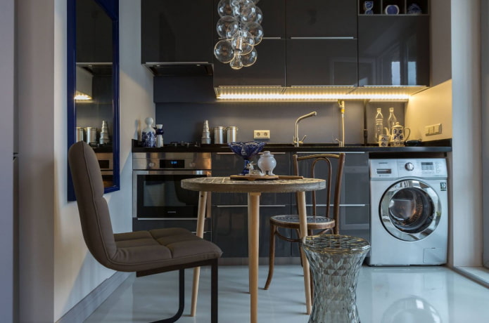 washing machine in a kitchen of 8 sq m