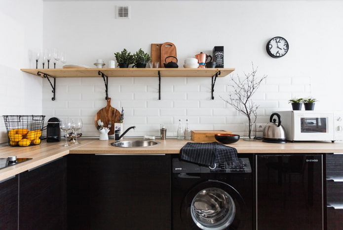 washing machine in a kitchen of 8 sq m