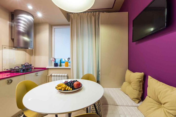 sofa in the kitchen area of 8 sq m