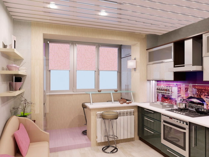 kitchen combined with balcony