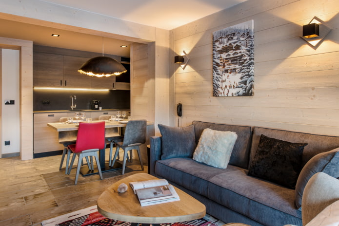 furnishings of a kitchen-living room of 17 square meters