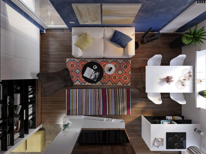 square kitchen-living room of 17 sq