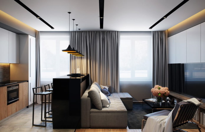 kitchen-living room in a minimalist style